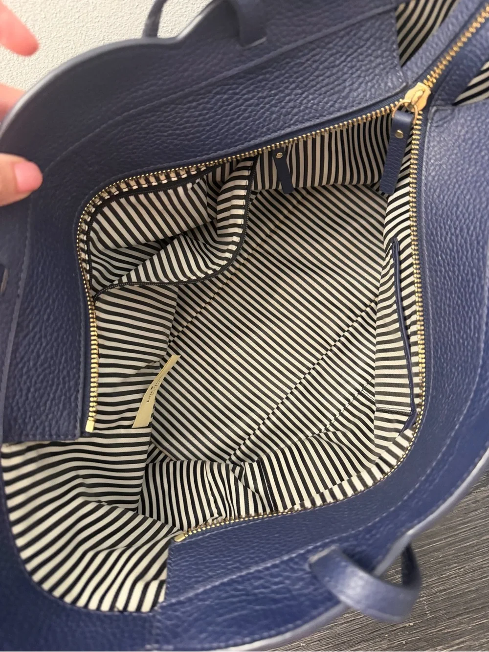 kate spade Navy Scallop-Edge Pebbled Leather Tote